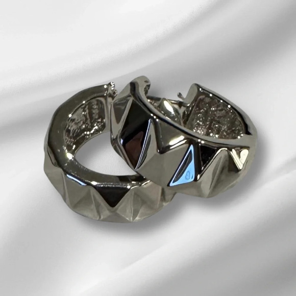 🇨🇦🆕5th Avenue Chunky Rhodium Earrings - Picture 2 of 13